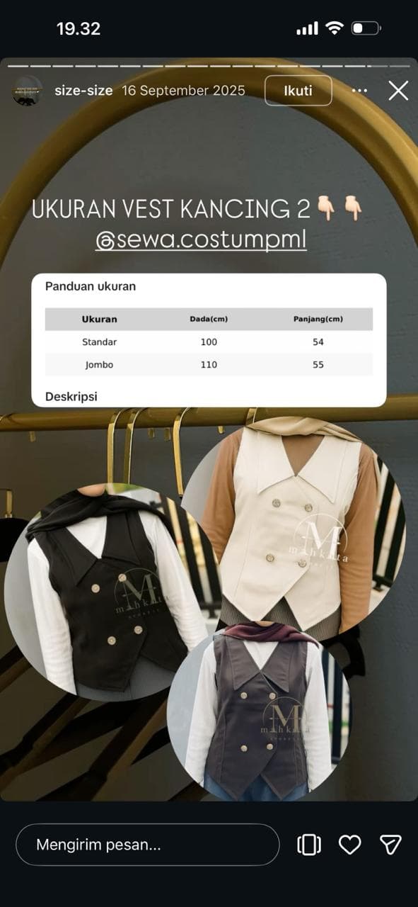 Panduan ukuran Vest Kancing 2